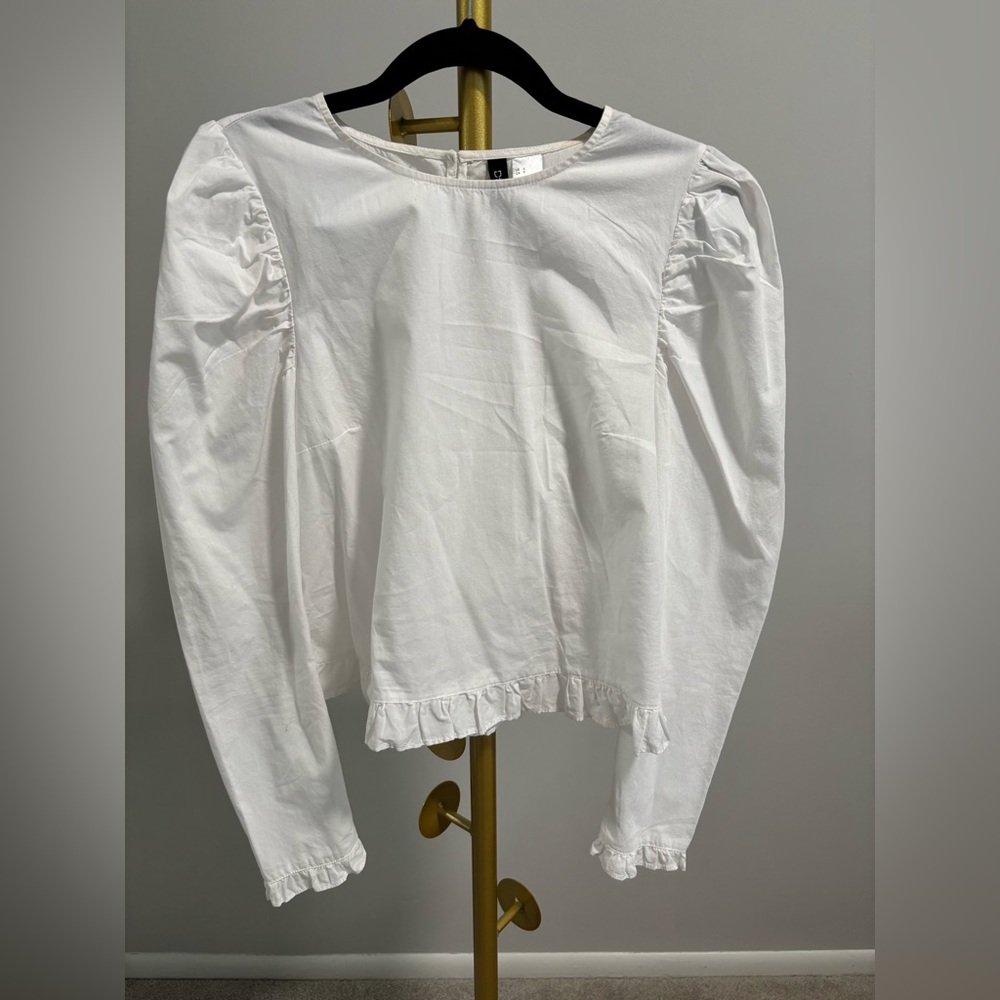 H&M White Ruffle Blouse